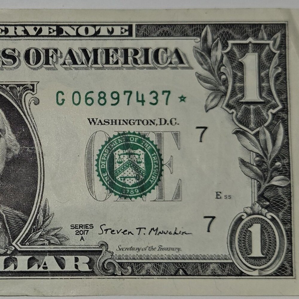 RARE One Dollar Bill‎ Star Note Series 2017A G06897437* - Low Run (B321)